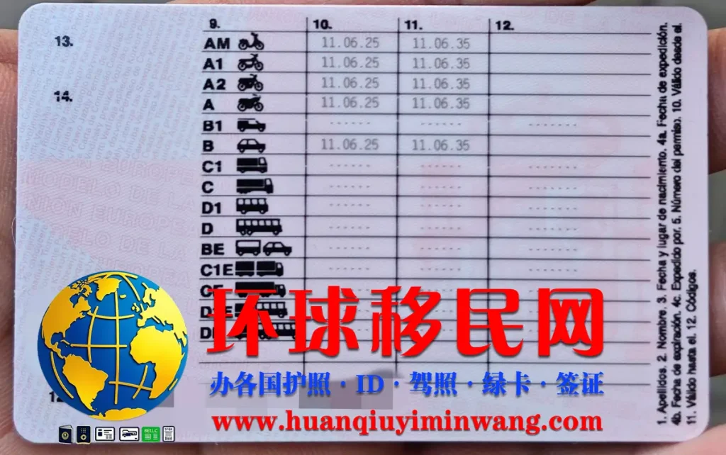 西班牙驾驶证反面图片