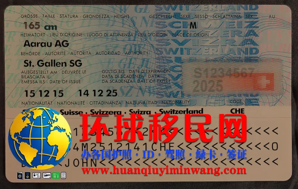 瑞士身份证反面高清图片