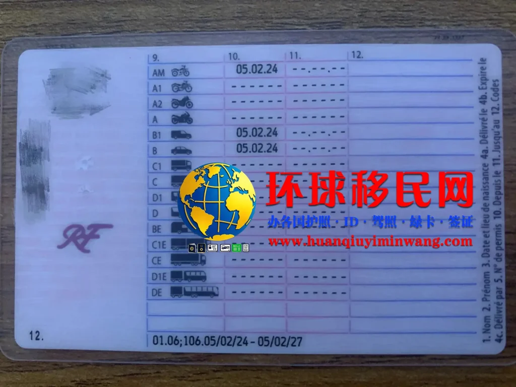 法国驾照反面高清样本