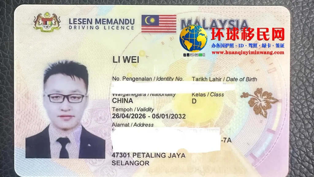 马来西亚驾驶证正面高清样本