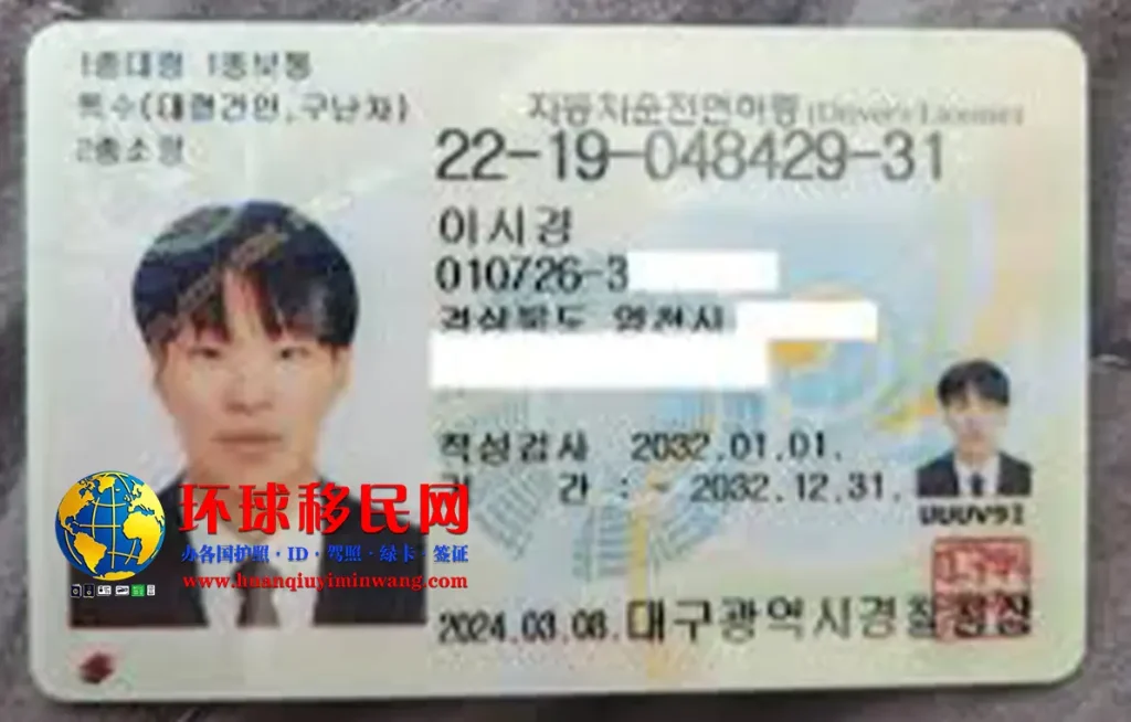韩国驾驶证正面样本