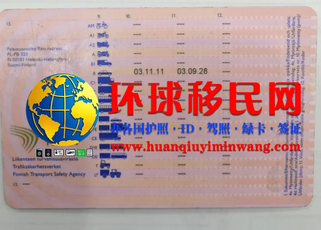 芬兰驾照反面图片