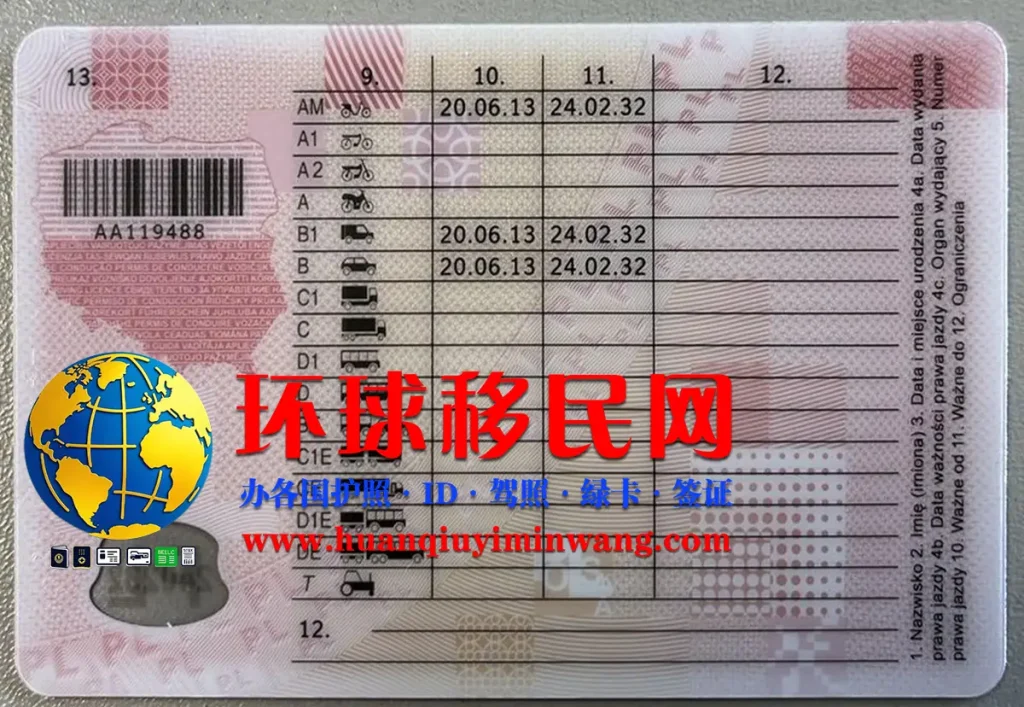 波兰驾驶证反面图片