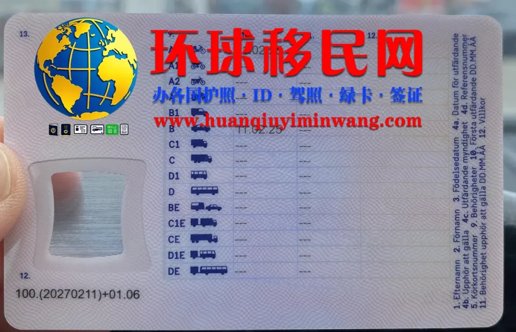 瑞典驾照反面图片