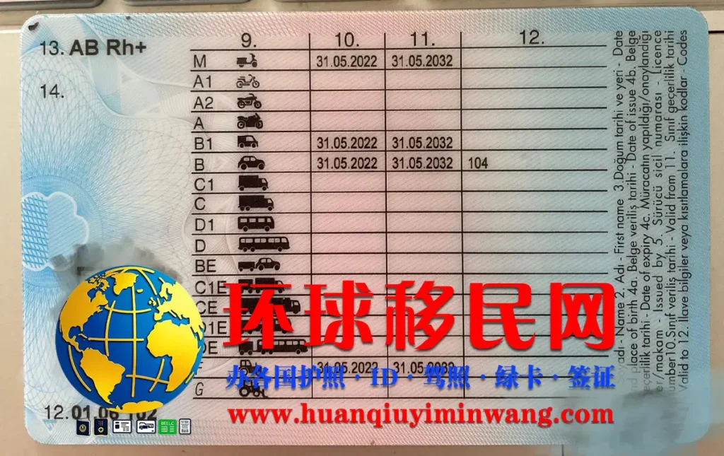 土耳其驾照反面图片