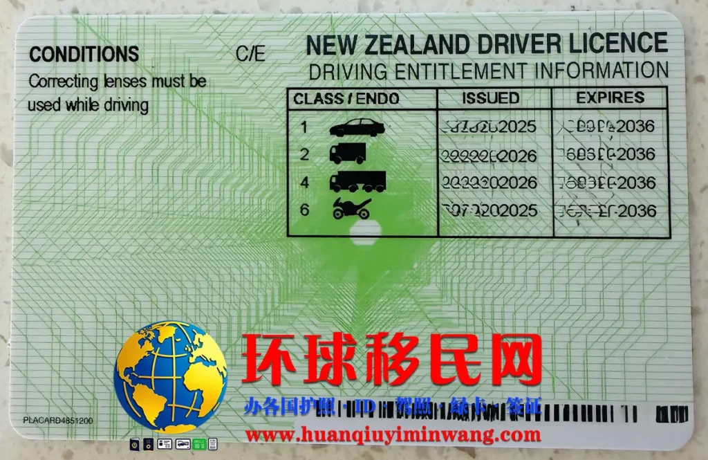 新西兰驾驶证反面图片