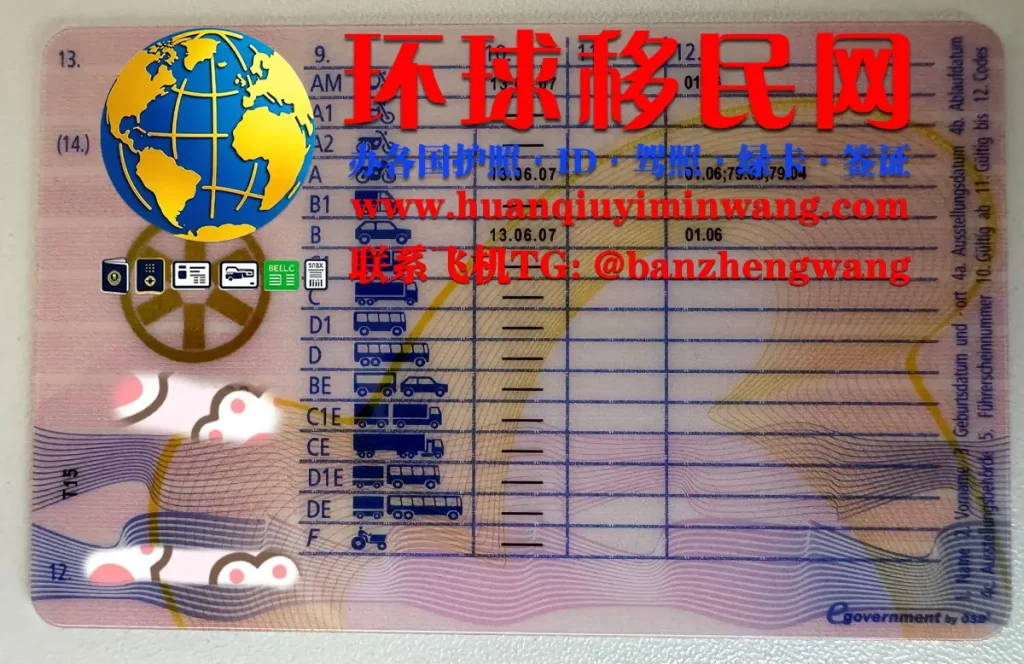 奥地利驾驶证反面样本